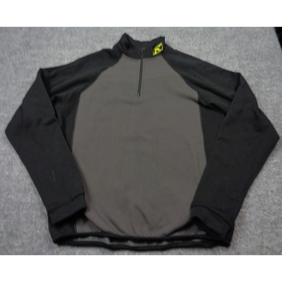 Klim Defender Pullover 1/4 Zip Mens M Black Gray Thermal Layer Logo - Picture 1 of 9